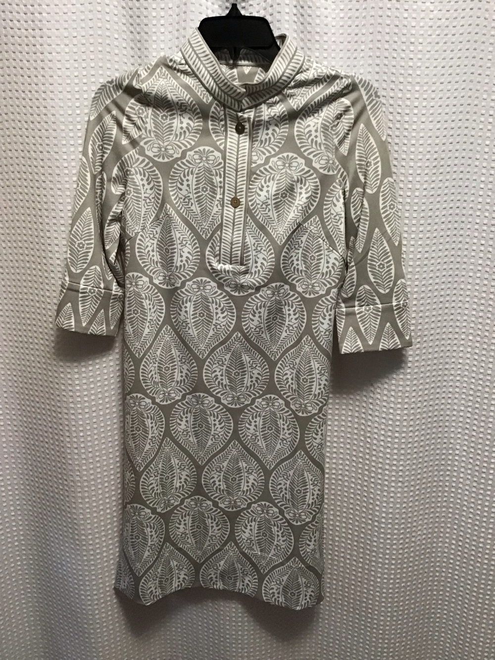 Gretchen Scott Neutral Gray & White Patterned Shift Dress